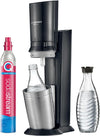 wassersprudler crystal 3.0 quick connect co2 zylinder und 2x glaskaraffen, silber, schwarz/titan, 45 cm