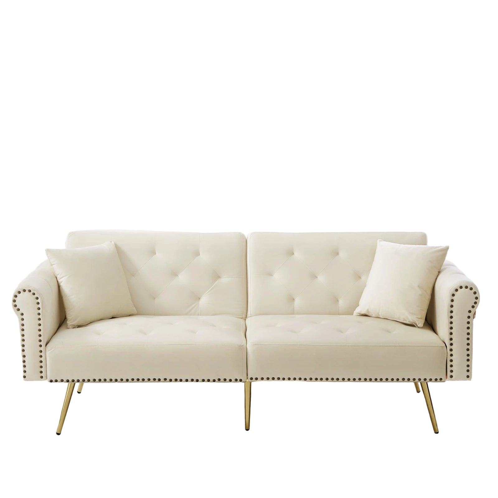 2-Sitzer-Schlafsofa aus Samt – mit verstellbarer Rückenlehne & Metallfüßen