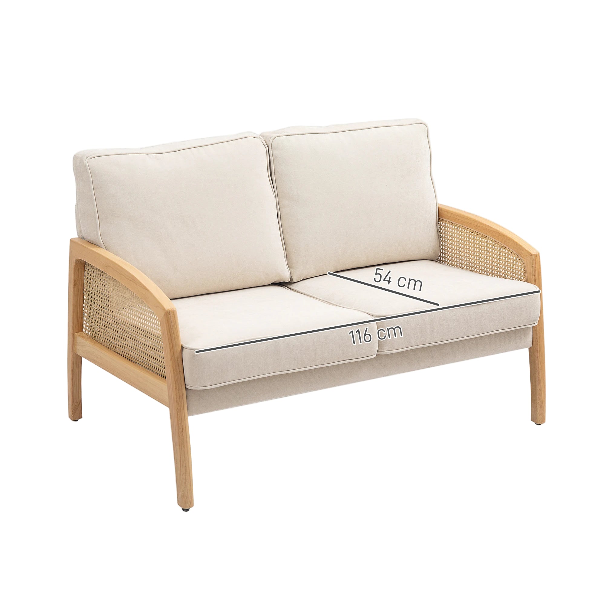 2-Sitzer-Sofa – Gepolstert mit Chenille, Beige