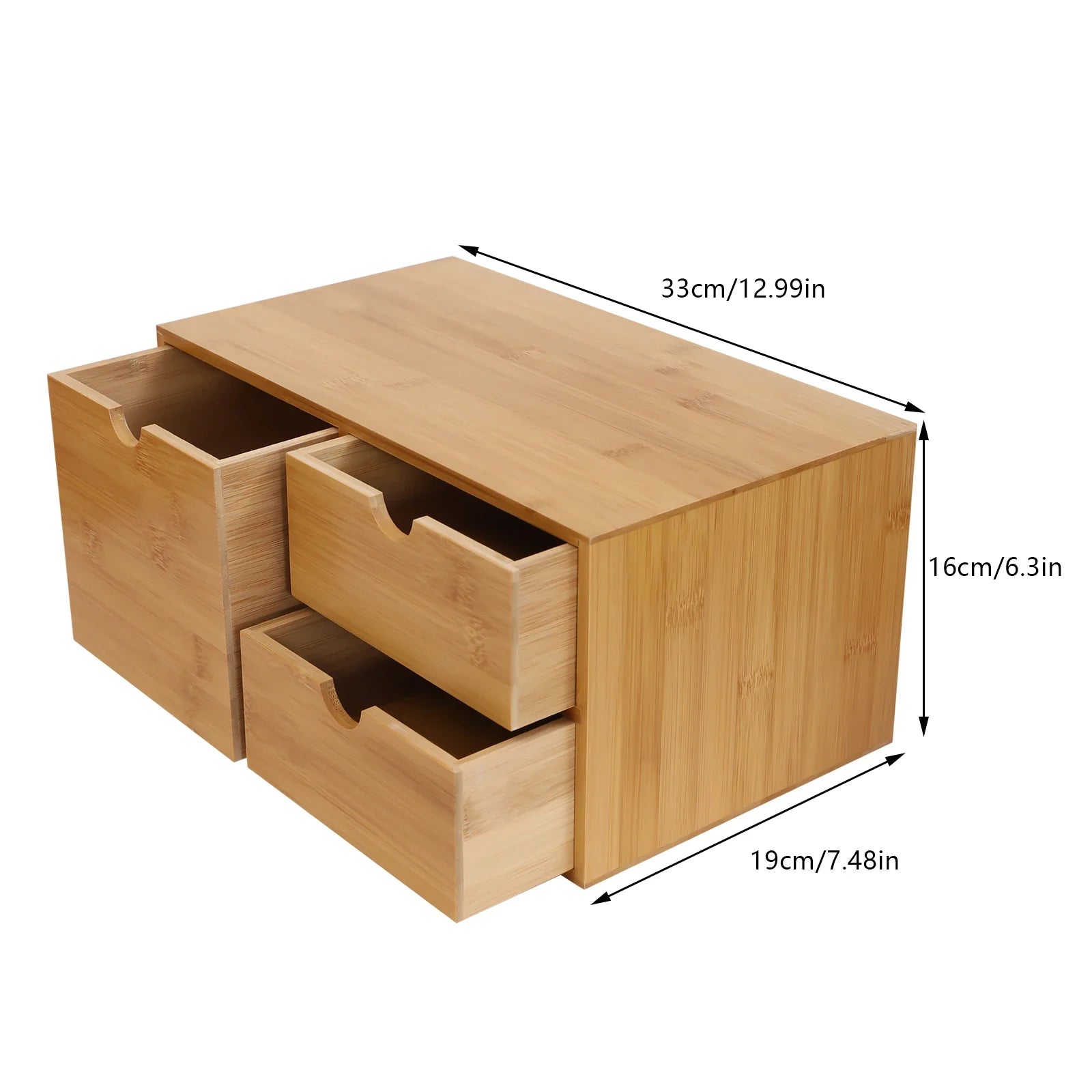 Schreibtisch-Organizer aus Bambus – 3 Schubladenbox für Zuhause & Büro