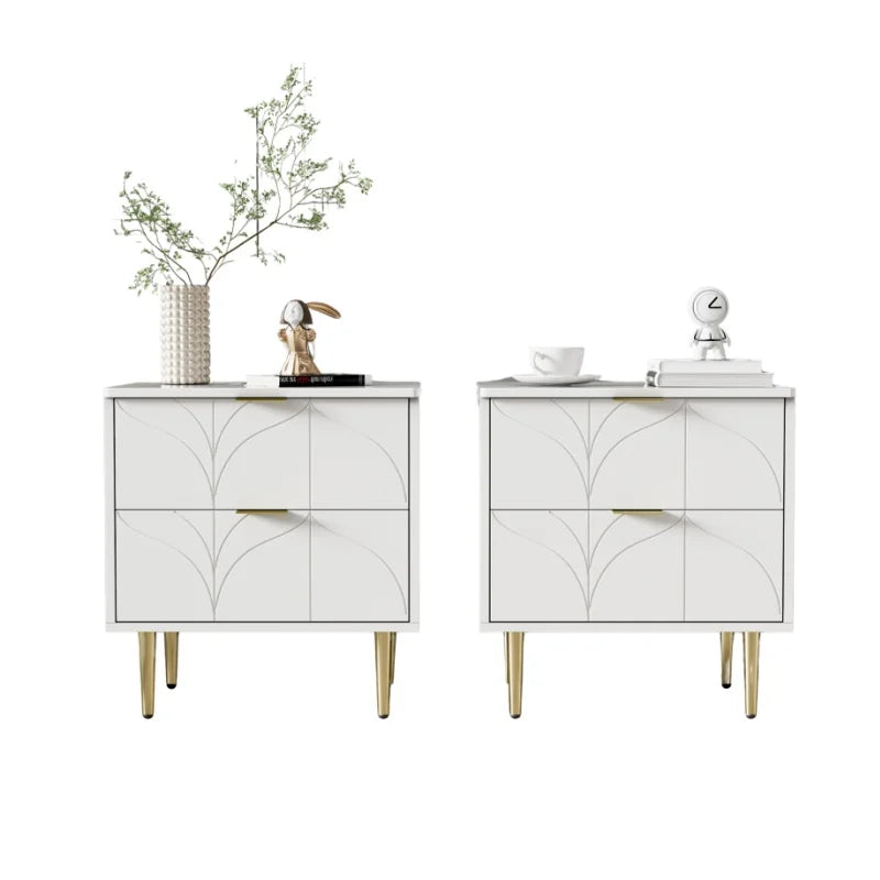 Luxuriöses Nachttisch-Set – Modernes Design mit vergoldeten Füßen & floralen Knopfdetails
