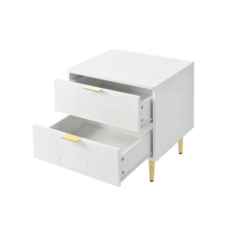 Luxuriöses Nachttisch-Set – Modernes Design mit vergoldeten Füßen & floralen Knopfdetails